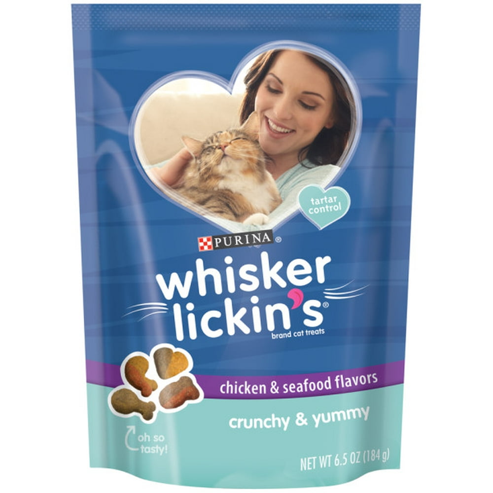 Purina Whisker Lickin's Cat Treats, Crunchy & Yummy Chicken & Seafood