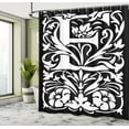 thumbnail image 4 of Ambesonne Monogram Shower Curtain, Old School E Letter Art, 69"Wx84"L, Black and White, 4 of 4