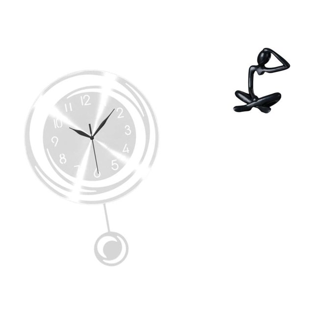 Reloj de pared acrílico con números arábigos y estatua de pensador abstracto para cocina moderna, estudio, estantería de granja, decoración de