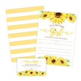 thumbnail image 2 of Sunflower Girl Baby Shower Invitations, Yellow Floral Baby Shower Invites with Diaper Raffles Cards, Sprinkle, 20 Invites Including Envelopes, 2 of 3
