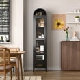 thumbnail image 6 of 73"H Metal Arched Bookcase Cabinet, Arch Display Storage with Glass Doors, Shelves & Drawer for Living Room, Kitchen, Office, Black, 6 of 7