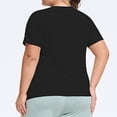 thumbnail image 6 of LEKWK Plus Size Womens WorkoutTops Plus Size Crew Neck Short Sleeve Tops Regular Fit Solid Black Athletic Shirts & Tees Asymmetrical Split Hem Gym Training Wear, 6 of 6