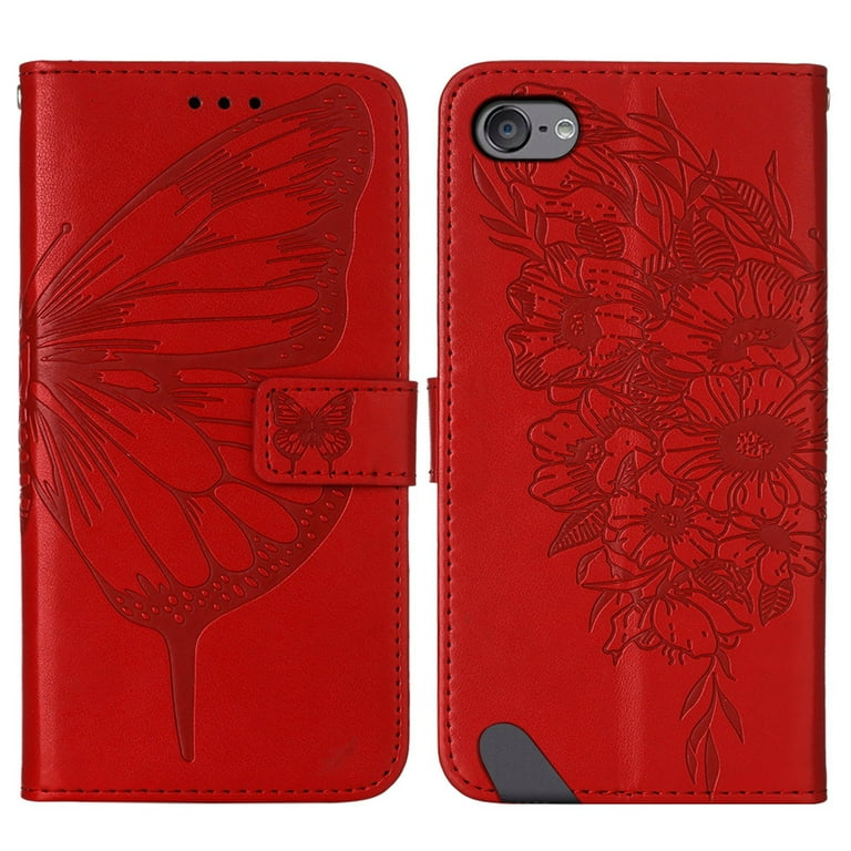 iPod Touch 7 Case,iPod Touch 6 Case, Embossed Butterfly PU