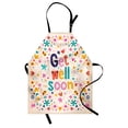 thumbnail image 1 of Quote Apron Get Well Soon Inspirational Positive Message Wish Cartoon Flowers Cheerful Figures, Unisex Kitchen Bib Apron with Adjustable Neck for Cooking Baking Gardening, Multicolor, by Ambesonne, 1 of 3