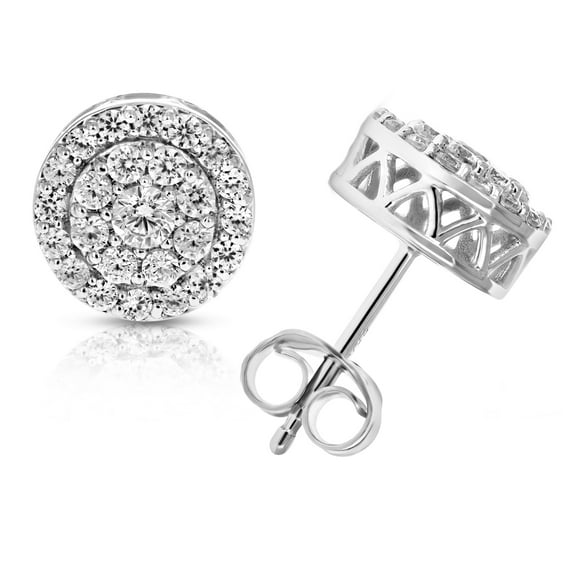 Vir Jewels 1 CTTW Round Diamond Stud Earrings in .925 Sterling Silver With Rhodium Female Adult