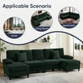 thumbnail image 2 of Mjkone U-Shaped Sectional Sofa, 4 Seats Corduroy Couch with Double Chaise for Living Room - Green, 2 of 7