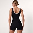 thumbnail image 5 of Women's Contrast Trim Cropped Tank Top with Scoop Neck and Stretch Fit for Yoga and Everyday Wear - Medium, Black, 5 of 6