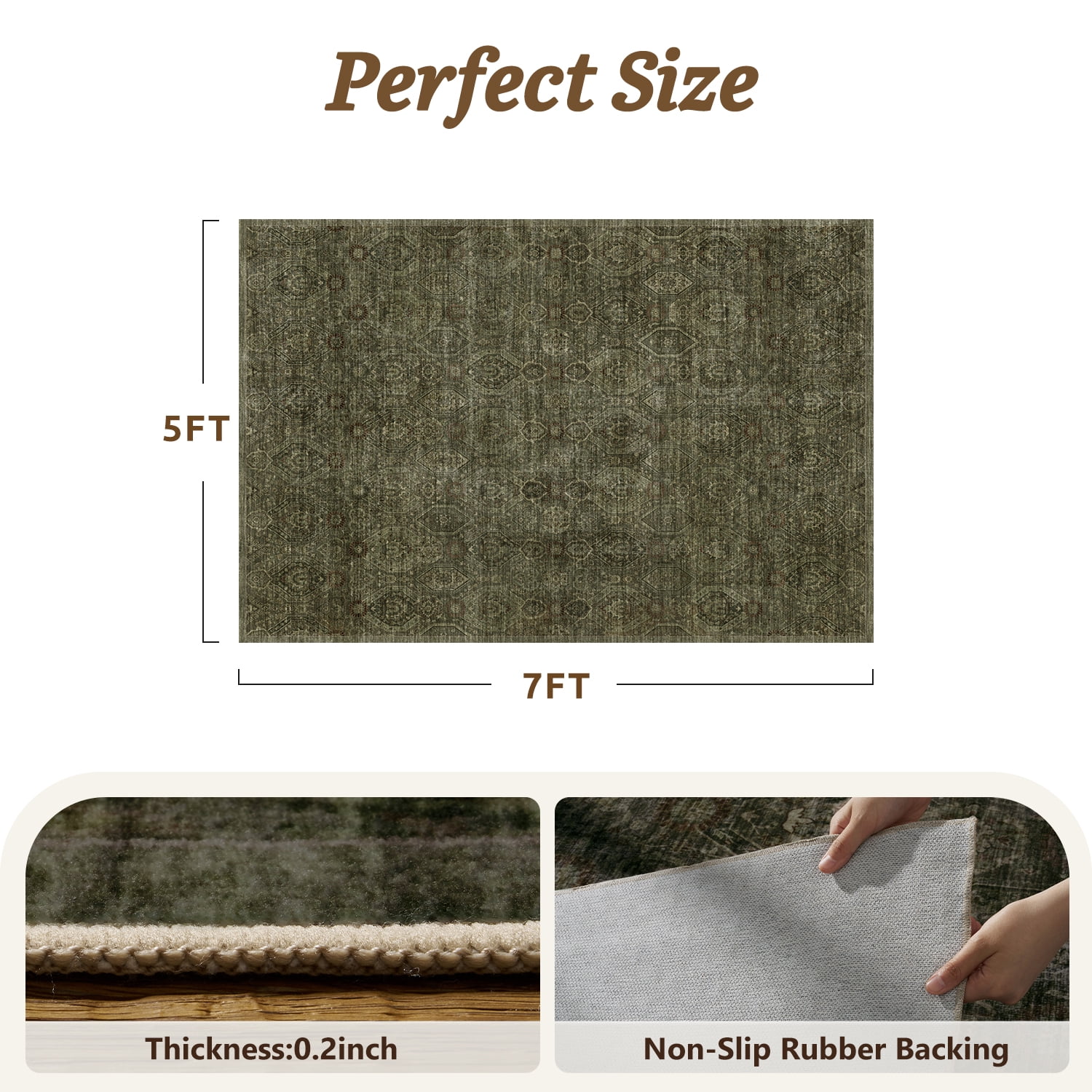 SIXHOME 8'x10' Area Rugs for Living Room Modern Area Rugs Machine Washable Rugs Green