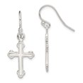 thumbnail image 1 of 925 Sterling Silver Budded Cross Drop Dangle Earrings Religious, 1 of 6