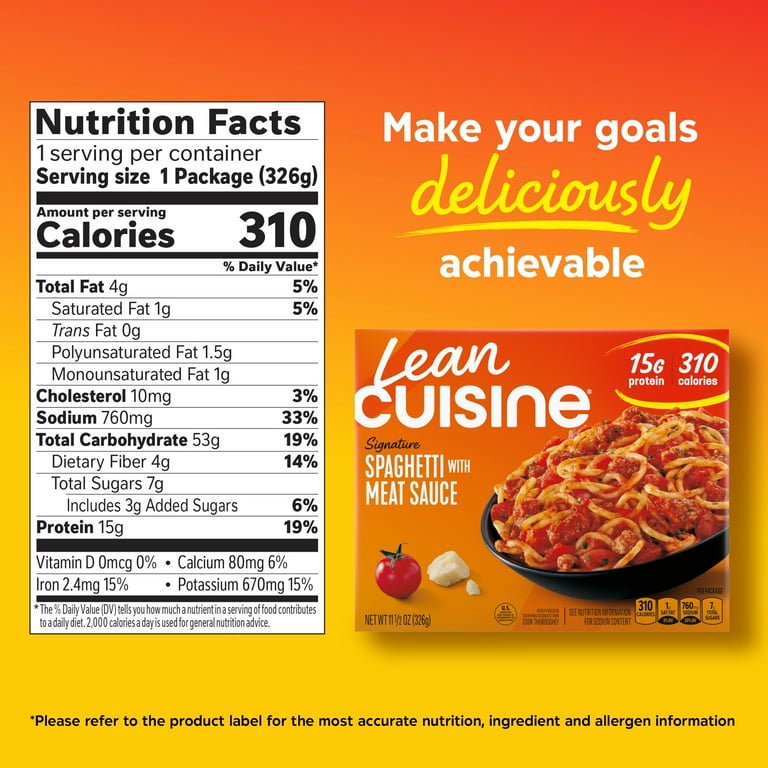 Lean Cuisine Meat Sauce Spaghetti Microwave Meals for Lunch or