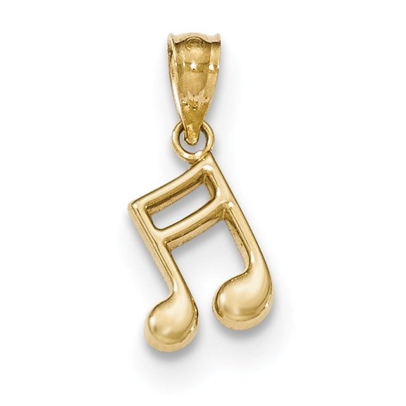 14k Yellow Gold Polished Music Note Pendant Necklace 16.2x7.5mm Wide Pendant for Women