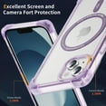 thumbnail image 2 of Four Corners Air Cushion Anti Drop Cell Phone Case for iPhone 14 Translucent Magnetic[Compatible With Magsafe] Air Cushion Frame Protective Phone Case for iPhone 14, Purple, 2 of 8