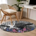 thumbnail image 4 of Round Rugs 4Ft, Black Cows Round Area Rug Washable Indoor Throw Carpet, Country Pink Spring Floral Elegant Farmhouse Wooden Soft Non Slip Circle Rug for Kitchen Nursery Room Home Decor Aesthetic, 4 of 8