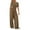 Khaki, variant on Women's Wide Leg Pants Two Piece Suit - Elastic Waist, Drawcord, Printed Design, Lightweight Linen Blend, Tops & Bottoms Set, Sizes S-XXL