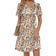 thumbnail image 4 of Fantaslook Summer Dresses for Women Short Sleeve Pleated V Neck Dress A Line Casual Tunic Dresses with Pockets, 4 of 10