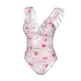 thumbnail image 4 of Yiaed Love Rabbit Print Women's Ruffled One Piece Swimsuit V Neck Swimwear Slimming Monokini for Woman-X-Large, 4 of 8