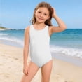 thumbnail image 4 of Grblisyd Girls' One Piece Swimsuit Solid Color Bathing Suits Crew Neck Racerback Swimsuits Size 2-13 Years, 4 of 5