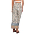 thumbnail image 3 of INSPIRE CHIC Women's Boho Floral Pants Beach Elastic Waist Palazzo Wide Leg Trouser with Pockets XL Beige, 3 of 5