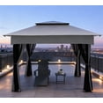 thumbnail image 3 of Segmart 12' x 20' Patio Hardtop Gazebo, Outdoor Galvanized Steel Aluminum Metal Double Roof Gazebo with Netting and Curtains, Permanent Patio Gazebo Pavilion for Backyard, Deck, Lawn, Gray, 3 of 7