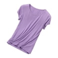 thumbnail image 4 of Sakmal Pajama Tops Women Pullover Plus Size Short Sleeve Tshirt Purple Crew Neck Tshirt for Women XL, 4 of 5