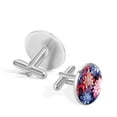 thumbnail image 3 of Petal Flower Elegant Silver Stainless Steel Men's Cufflinks Set for Formal Attire - Ideal for Weddings and Business Meetings, 3 of 6
