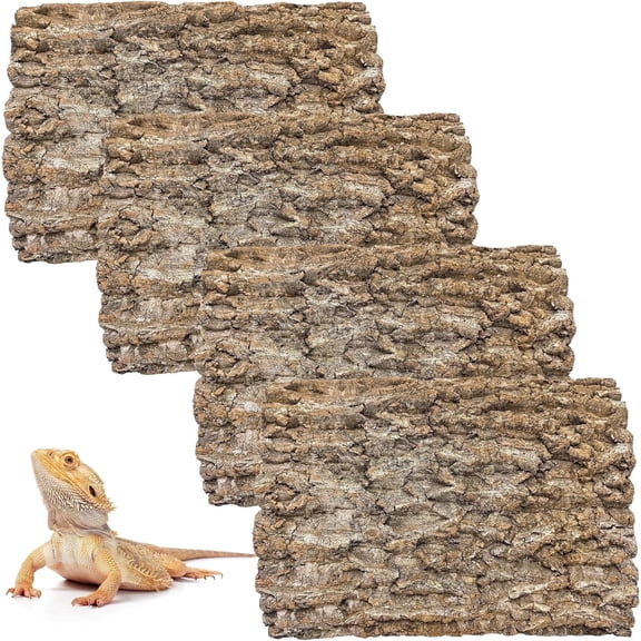 4PCS Cork Terrarium Background 15.7x11.8in Natural Cork Large Bark Climbing Mat Habitat Decoration Chameleons, Lizards, Turtles Glass Jar Decoration