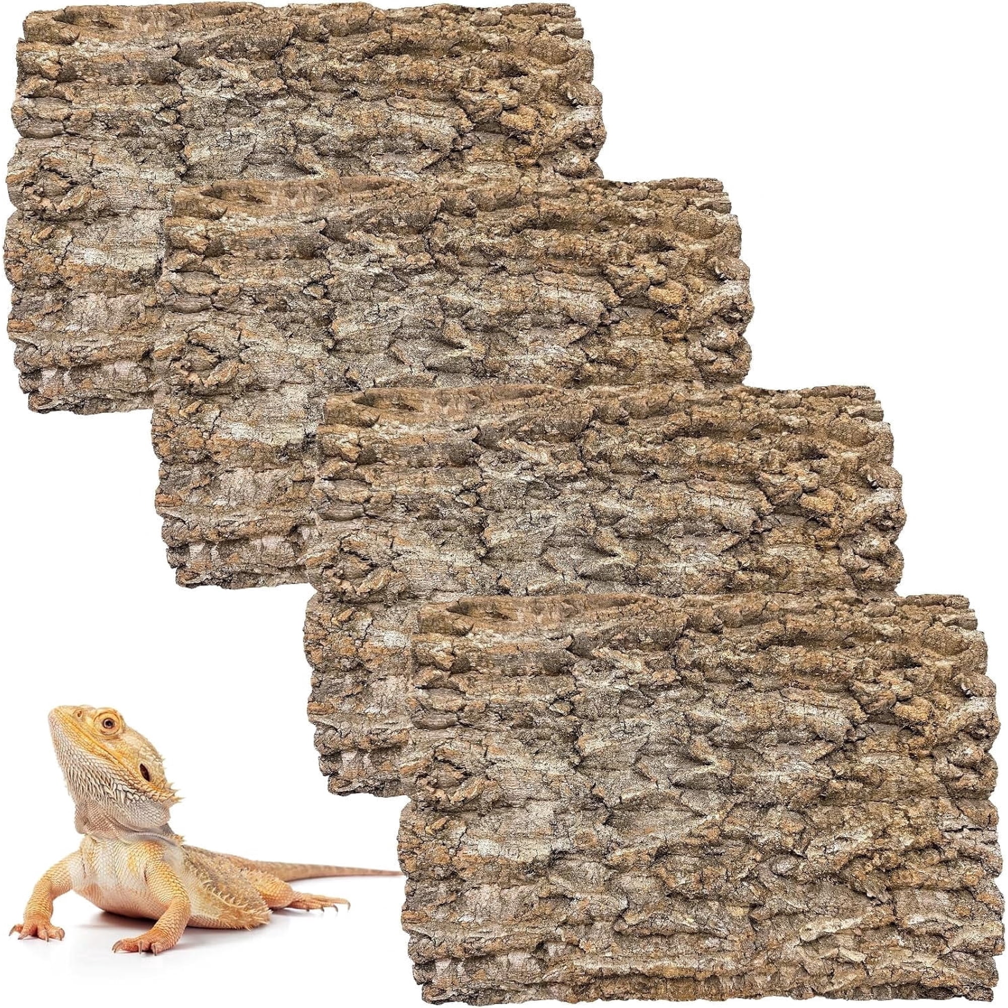 4PCS Cork Terrarium Background 15.7x11.8in Natural Cork Large Bark Climbing Mat Habitat Decoration Chameleons, Lizards, Turtles Glass Jar Decoration