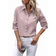 thumbnail image 1 of Camisas con Botones para Mujer, Blusas de Larga, Blusas Casuales Lisas para Oficina y Trabajo Rosa L, 1 of 7