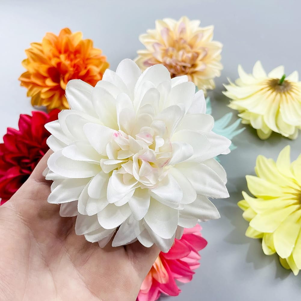 Purple Artificial Dahlia Flowers, 30pcs, 3.5" Faux Dahlia Heads for Table Centerpiece, Wedding, Home Decor