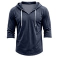 thumbnail image 2 of HAJWOH Men's Hoodies 3/4 Sleeve Workout Beach Shirts Vneck Breathable with Drawstring Sweatshirt, 2 of 5