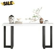 thumbnail image 2 of GZXS Modern Geometric Console Table with Solid Pine Legs, 63" Entryway Table for Living Room, Hallway, Bedroom (Gray+White), 2 of 6