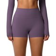 thumbnail image 5 of Quixlent Women Sports Shorts High Waist Yoga Shorts Body Shaping Peach Butt Effect Tummy Control Shorts Elastic Waistband Solid Color Cropped Pants for Running Exercise, 5 of 8