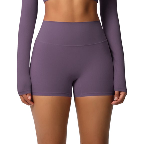 Quixlent Women Sports Shorts High Waist Yoga Shorts Body Shaping Peach Butt Effect Tummy Control Shorts Elastic Waistband Solid Color Cropped Pants for Running Exercise