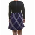 thumbnail image 4 of Kensie Womens Black Purple Mixed-Media Long-Sleeve Plaid-Print A-Line Dress M, 4 of 4