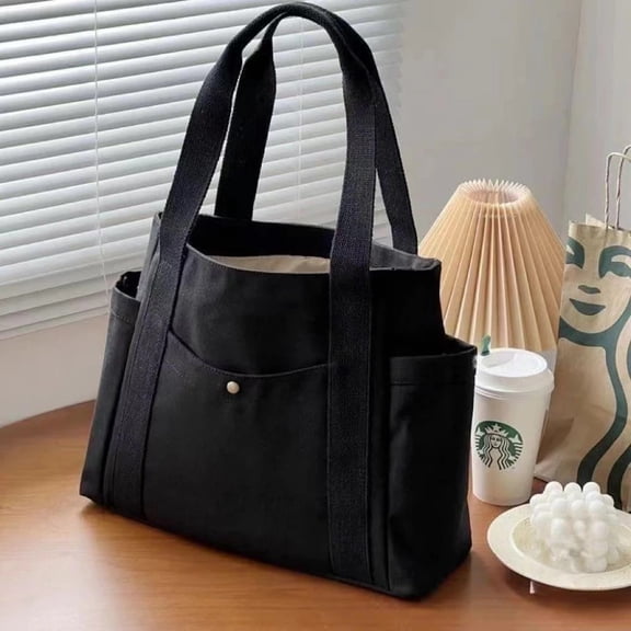 Large Capacity Canvas Tote Bags for Work Commuting Carrying Bag College Student Outfit Book Handbag Shoulder Bag, Shopping Bag