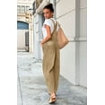 thumbnail image 7 of Women Sleeveless Denim Overall Pants Casual Loose Barrel Leg Jeans Jumpsuit with Pockets, 7 of 7