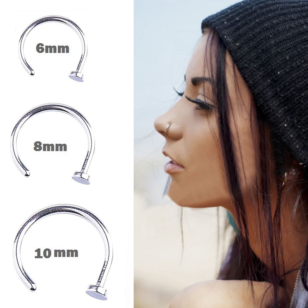 Unisex Stainless Steel Nose Open Hoop Ring Earring Body Piercing Studs Jewelry 