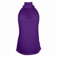 thumbnail image 5 of Daznico Womens High Neck Halter Tank Top Gathered Neck Sleeveless Casual Summer Loose Fit Blouse,M, 5 of 6