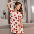 thumbnail image 3 of Kdxio Happy Canada Day Pattern Womens Short Sleeve Sleepshirt Scoopneck Cute Nightdress Ruffle Comfy Nightgown, 3 of 6