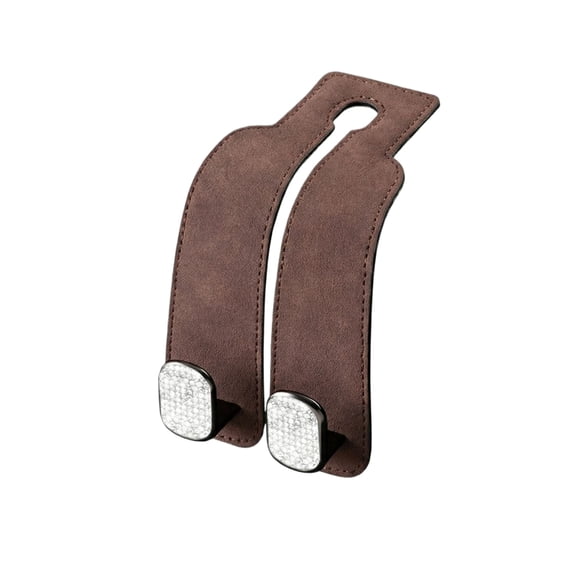Car Seat Back Organizer Hook, R【Diamond-Encrusted Hook Head】Brown, 1Pc, For Car Interior Storage & Organization, For Drivers Passengers