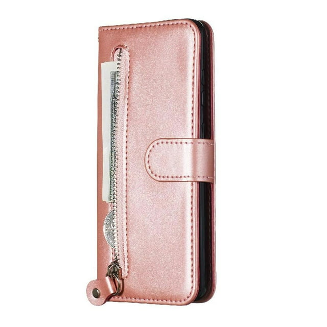 Estuche de Cuero PU con Cierre para Samsung Galaxy S20 5G , Funda Protectora con Billetera y Correa