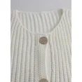thumbnail image 4 of Solid Color Button Front Cardigan, Casual Crew Neck Vest For Spring & Summer, Women's Clothing, 4 of 5