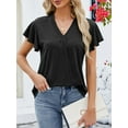 thumbnail image 3 of SHIBEVER V Neck Tops for Women Summer Shirts Casual Short Sleeve T Shirts Fashion Dolman Side Shirring Tunic Loose Solid Color White Tee Size XL, 3 of 5