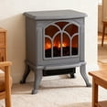 thumbnail image 3 of TopComfy Electric Fireplace Stove Heater with Realistic Log Set Flame Effect Freestanding Design Adjustable Heat Settings for Living Room Bedroom, Gray, 3 of 6