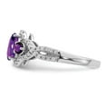 thumbnail image 4 of Primal Silver Sterling Silver Rhodium-plated Amethyst and Diamond Ring, 4 of 5
