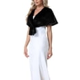thumbnail image 4 of INSPIRE CHIC Women's Faux Fur Shawl Stole Winter 1920s Bridal Wedding Wrap XL Black, 4 of 6
