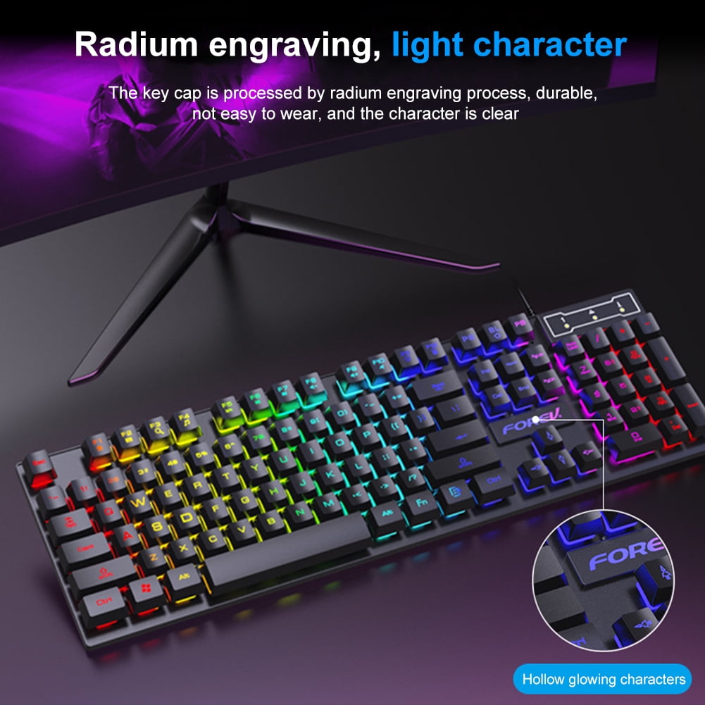 ITIGOITIE E-sports Gaming Wired Glowing Film Keyboard for Office, Desktop and Laptop - Black