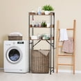 thumbnail image 2 of Over The Toilet Storage Rack, 3 Tier Bathroom Over Toilet Shelf Organizer, Freestanding Above Toilet Storage Stand with Hooks and Roll Holder, Wooden Bathroom Space Saver, Easy to Assemble, 2 of 8