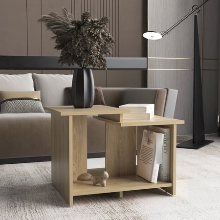 Oak Coffee Table With Open Shelf Compact And Attractive For Office Rectangular Lower Stylish