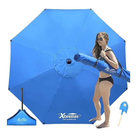 Xbrellas - High Wind Resistant Beach Umbrella Sand Base - 7.5 Round Pending
